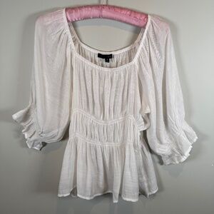 Womens Harve Benard White Linen-like Flowy Top Size M